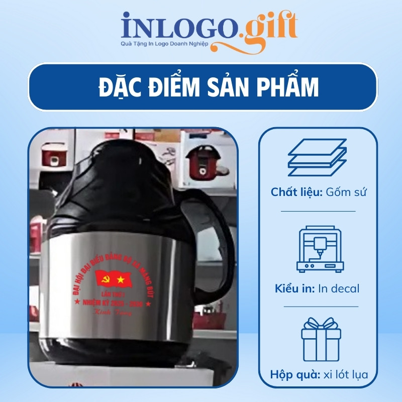 Phích giữ nhiệt quà tặng Đại hội in logo thương hiệu Rạng Đông PGN-05
