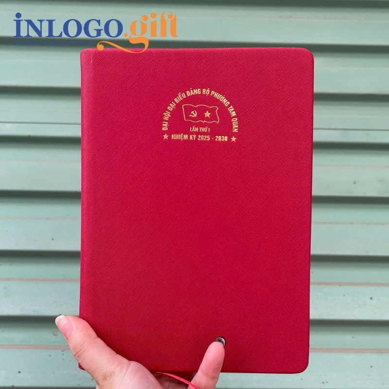 Quà tặng Đại Hội in logo sổ da màu đỏ SD-08