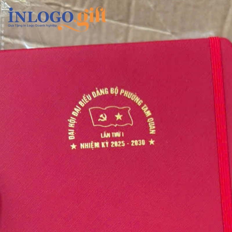 Quà tặng Đại Hội in logo sổ da màu đỏ SD-08