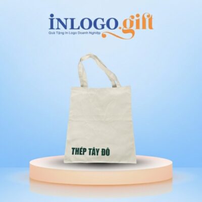 Túi vải canvas in logo màu trắng kích thước 35x37cm TV-03