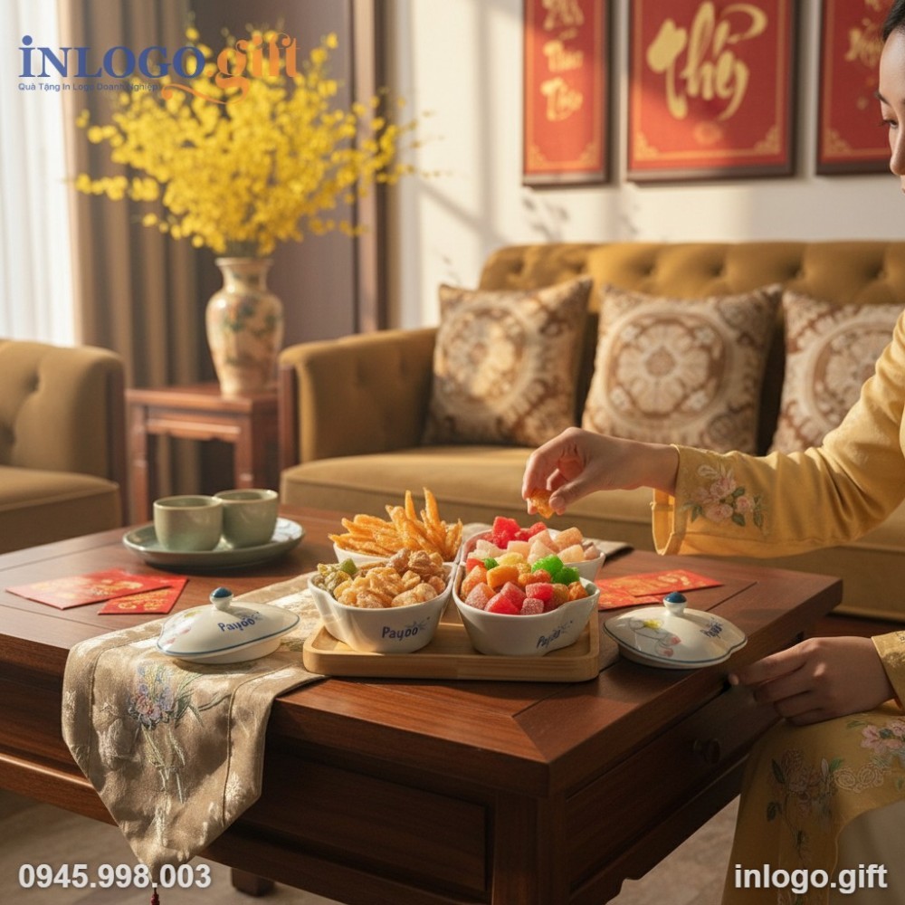 Bộ 4 hũ mứt là món quà tặng Tết hữu dụng để đựng bánh kẹo