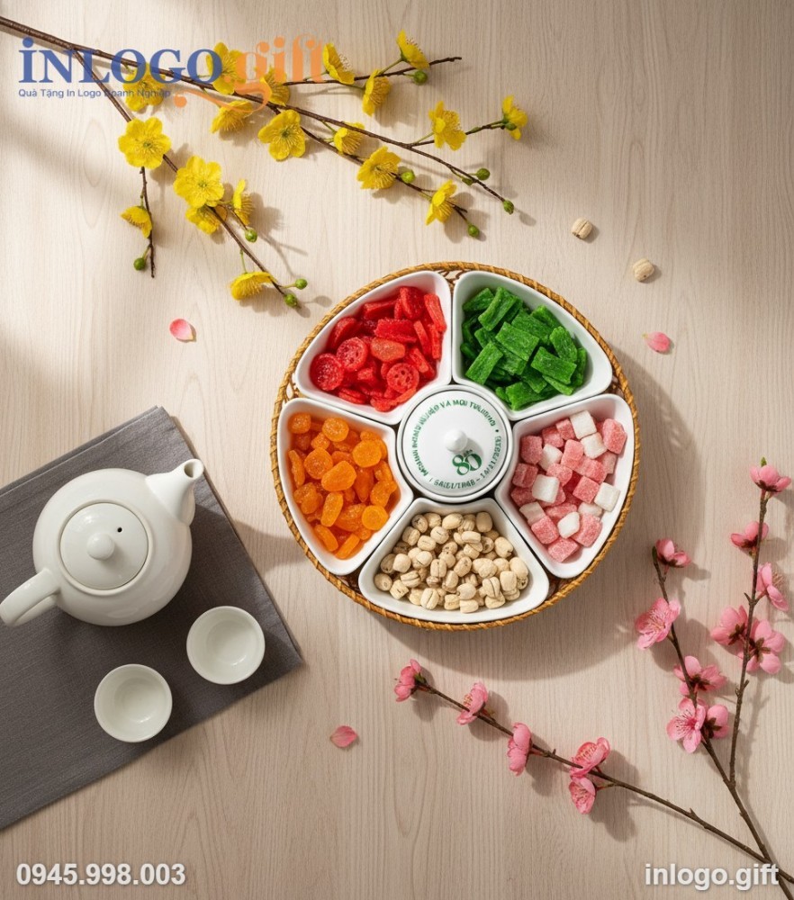 Bộ khay mứt là món quà tặng hữu dụng để bày biện bánh kẹo ngày Tết