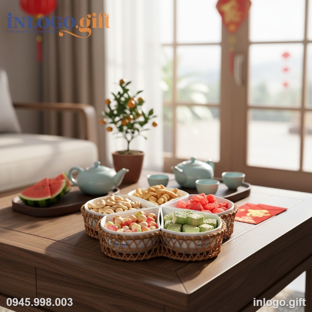 Bộ khay mứt sứ là món quà tiện dụng với nhiều gia đình trong ngày đầu năm mới