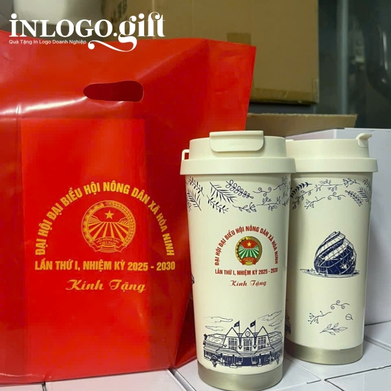 Logo đại hội được in chuẩn màu, chuẩn nét trên thân ly giữ nhiệt
