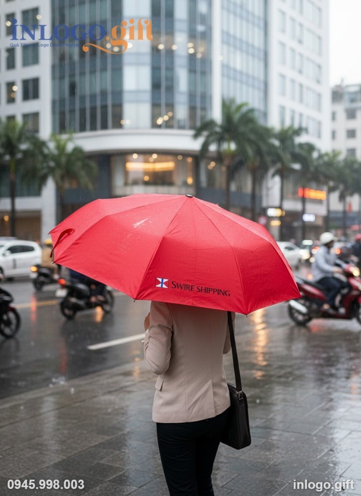 Ô dù quà tặng in logo thiết thực để nhân viên che nắng, che mưa hằng ngày