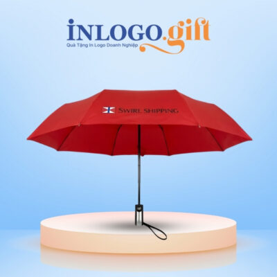 Ô dù in logo gấp 3 tự động 2 chiều màu đỏ OD-06