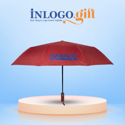 Ô dù in logo gấp 3 tự động 2 chiều màu đỏ OD-05