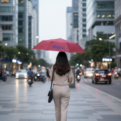 Ô dù in logo gấp 3 tự động Pisen - Quà tặng doanh nghiệp độc đáo