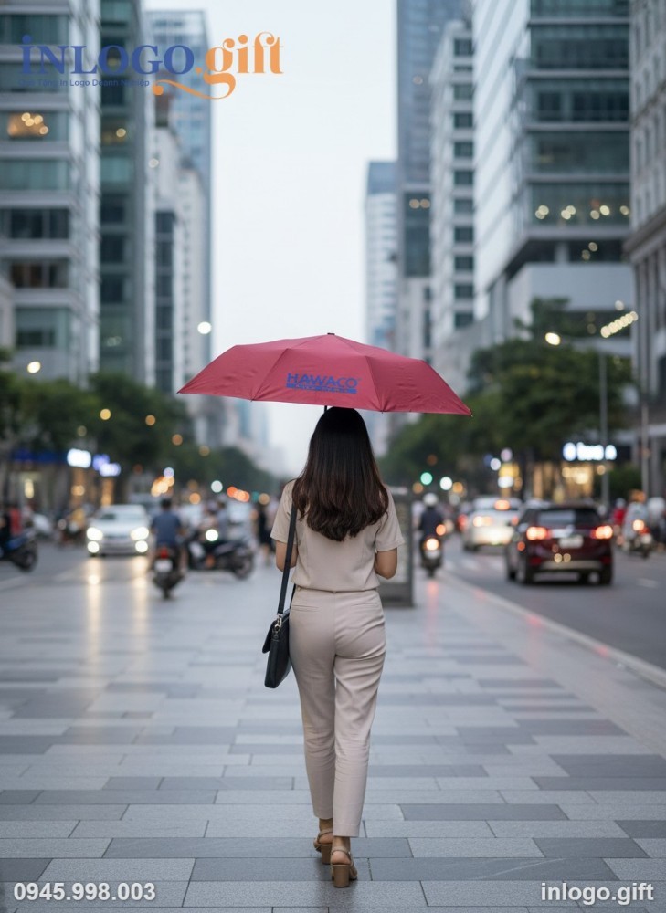 Ô dù in logo là món quà tặng thiết thực với nhiều nhân viên công ty