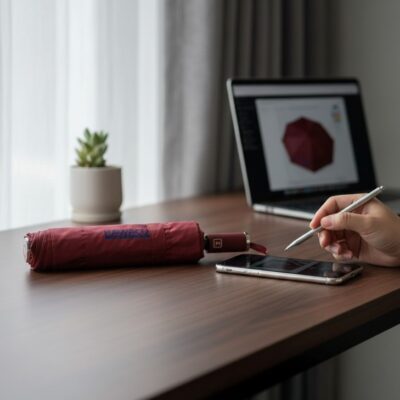 Ô dù in logo gấp 3 tự động Pisen - Quà tặng doanh nghiệp độc đáo