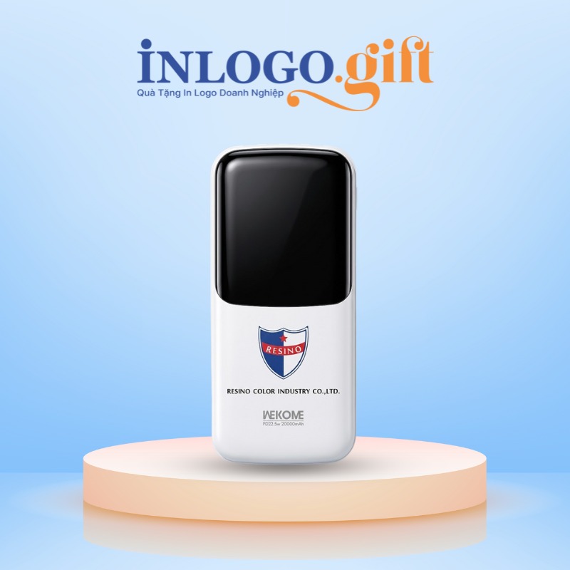 Sạc dự phòng in logo thương hiệu WEKOME dung lượng 10000mAh màu trắng